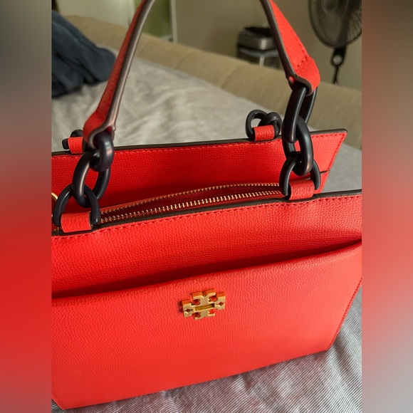 Tory Burch Kira Leather Small Tote Crossbody Bag In Poppy Red - Picture 13 of 14